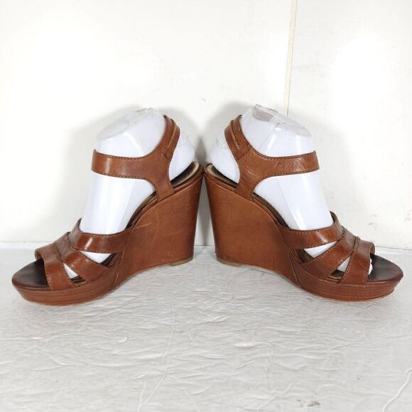 Frye Women’s Alex Seam 2 Sandals US 8,5M Brown Leather Platform Wedge Sandals - Picture 5 of 14